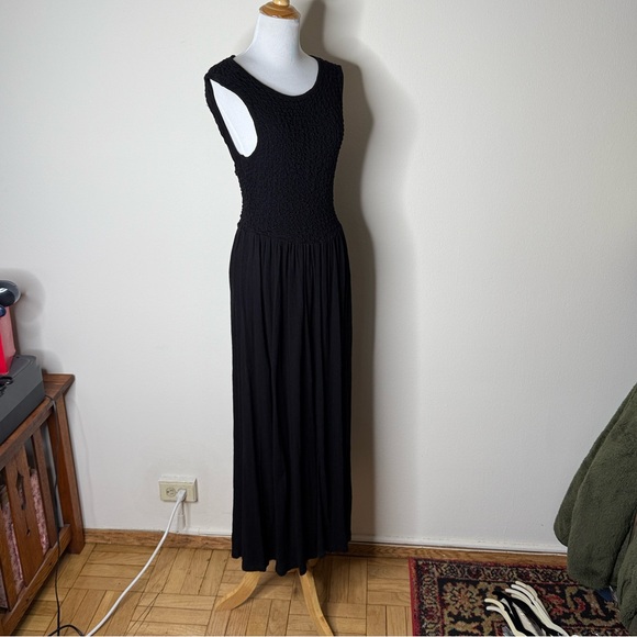 ASOS Black Shirred Bodice Open Back Maxi Dress - Picture 6 of 9